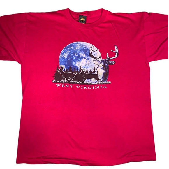 Vintage T-Shirt Men’s 2X Large West Virginia Full Moon Deer Single Stitch USA - Picture 1 of 11